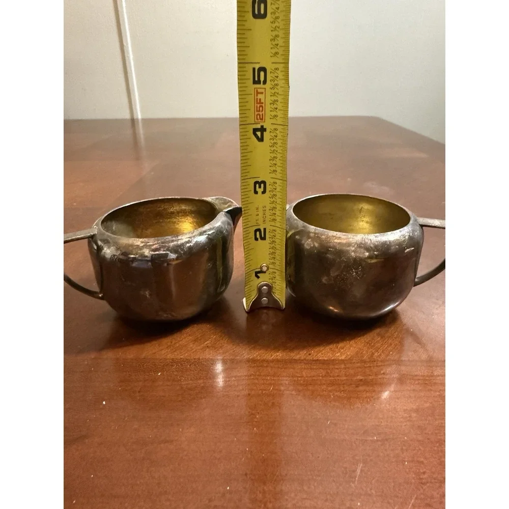 Vtg Oneida Community Tudor Plate Creamer &‎ Sugar Bowl Set Silverplate 1950
